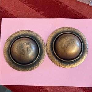 Vintage 80s HUGE Hammered Copper Post Pierced Earrings